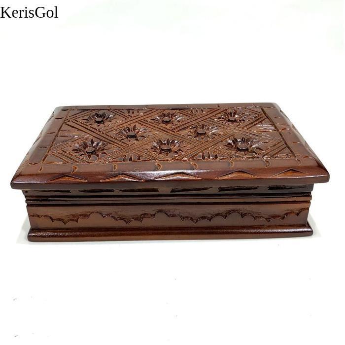 Kotak Box Kayu Jati Ukir Tempat Perhiasan Dan Pusaka GL5