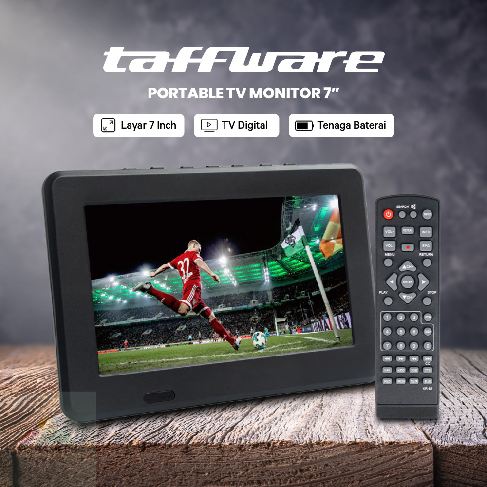 Taffware Portable TV Monitor Digital 7 Inch DVB-T2 Rechargeable - D7