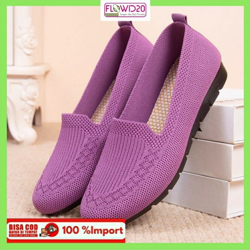 GOLIASPOTSHOP  Flat Shoes Rajut Import 101 Sepatu Rajut Wanita Import