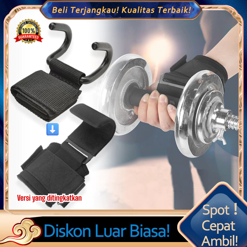 2X LEBIH KUAT*Kait Baja Latihan Fitness - Alat Bantu Pull Up & Chin Up, Hook Pegangan Anti Slip untu