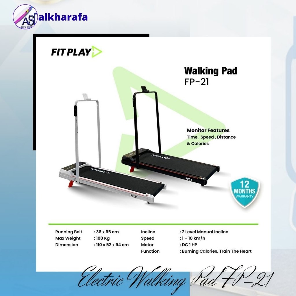 Electric Walking Pad FITPLAY FP-21 Alat Olahraga Jalan Ditempat Elektrik Hemat Listrik TOTAL FITNESS