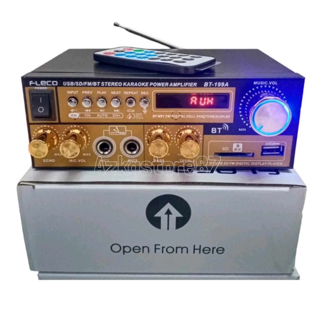 FLECO Amplifier bluetooth fleco 199A 600 watt amplifier karaoke suara super bass