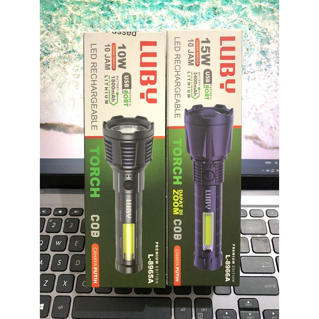 [PROMO] COD LUBY L-8965A / L-8966A Senter Tangan Led Rechargeable COB Cahaya Putih Senter Ori Luby 1