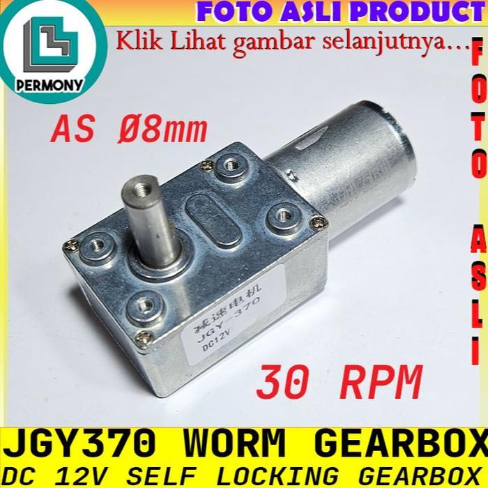 JGY 370 Motor GearBox DC Worm Gear Box High Torque JGY370 as 8mm - 23Rpm
