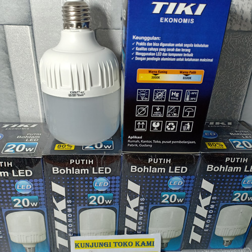 Paket Usaha Tiki Lampu LED Ekonomis Kapsul Capsule Putih 20W 1 slop 10 pcs