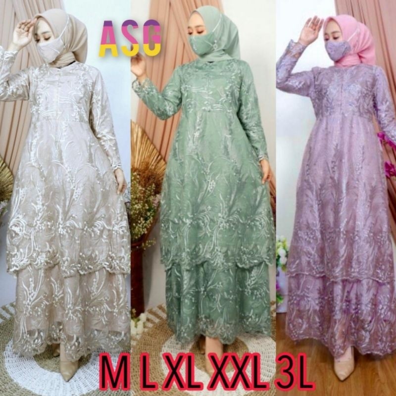 [Padu Dress] Gamis Brukat Premium – Baju Couple Ibu Anak Remaja Dewasa untuk Pesta & Kondangan