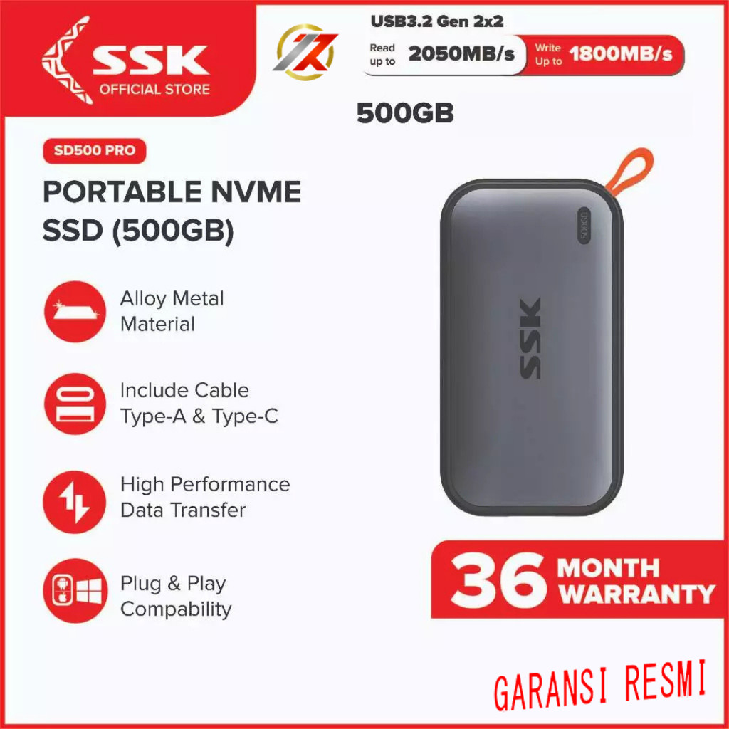 SSK SD500PRO 500GB SSD External Portable NVME | SSD EXTERNAL PORTABLE NVME SSK SD500 PRO 500GB