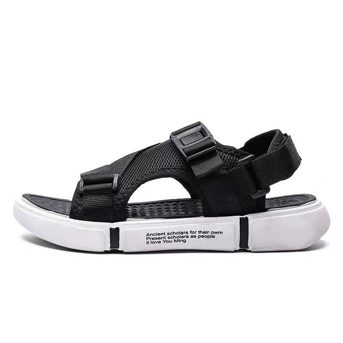 (Style Mall.id) Techdoo Sepatu Sendal Pria Sendal Pantai Sendal Gunung Cowok MT404 - Hitam Putih, 43