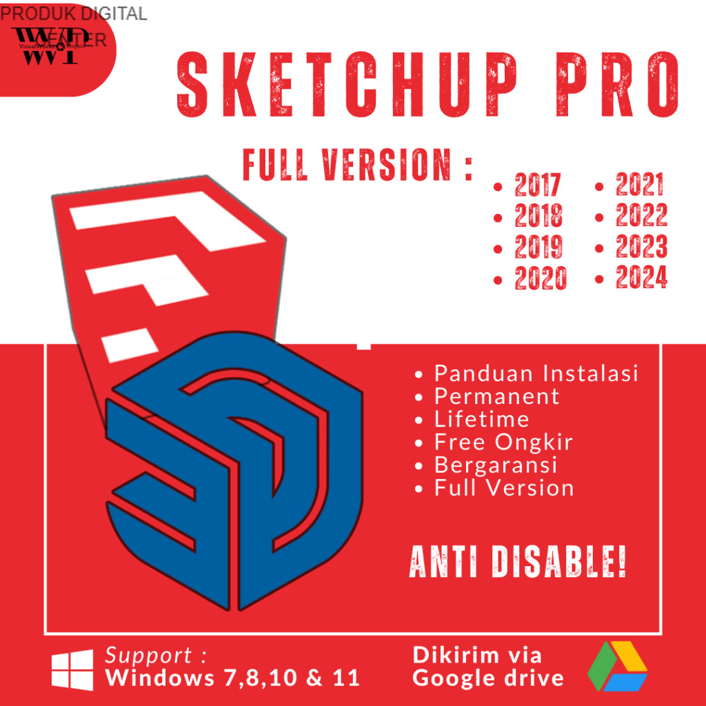 SketchUp Pro Versi Baru / Lama 2024, 2023, 2022, 2021, 2020, 2019, 2018, 2017 | Windows