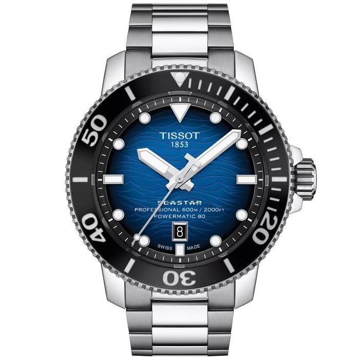 Tissot Seastar 2000 46mm Powermatic 80 Blue Dial Stainless Bracelet Jam Tangan Pria Automatic Origin