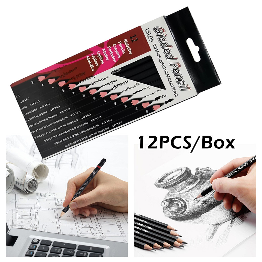 12PCS pensil buat gambar sketsa pensil menggambar sketsa Cocok untuk menggambar, membuat sketsa atau