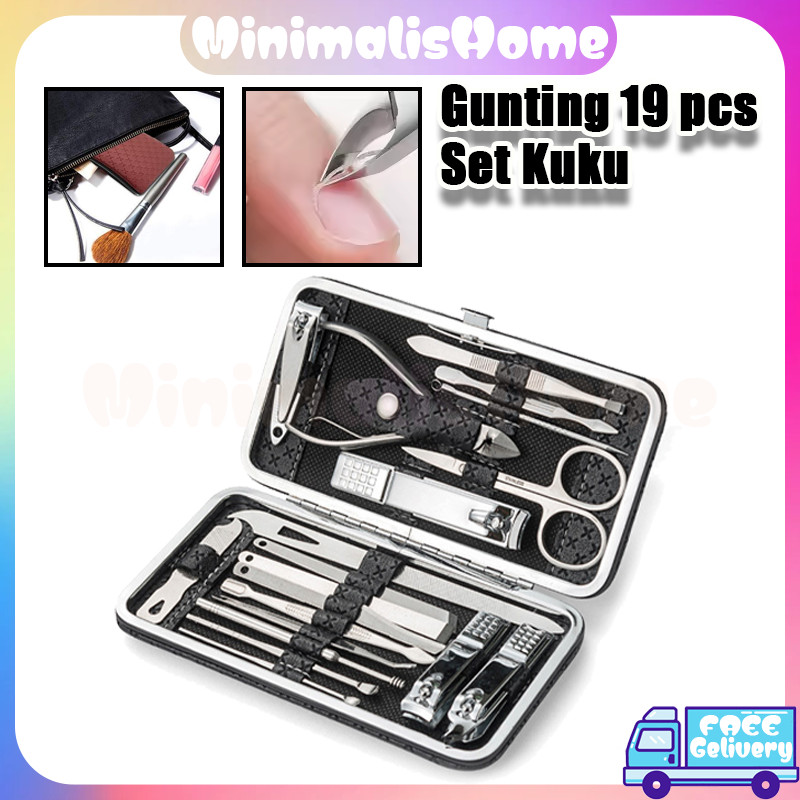 Gunting Kuku Set 19 in 1 Manicure/Alat Perawatan Kuku/Gunting Kuku Peralatan Menicure