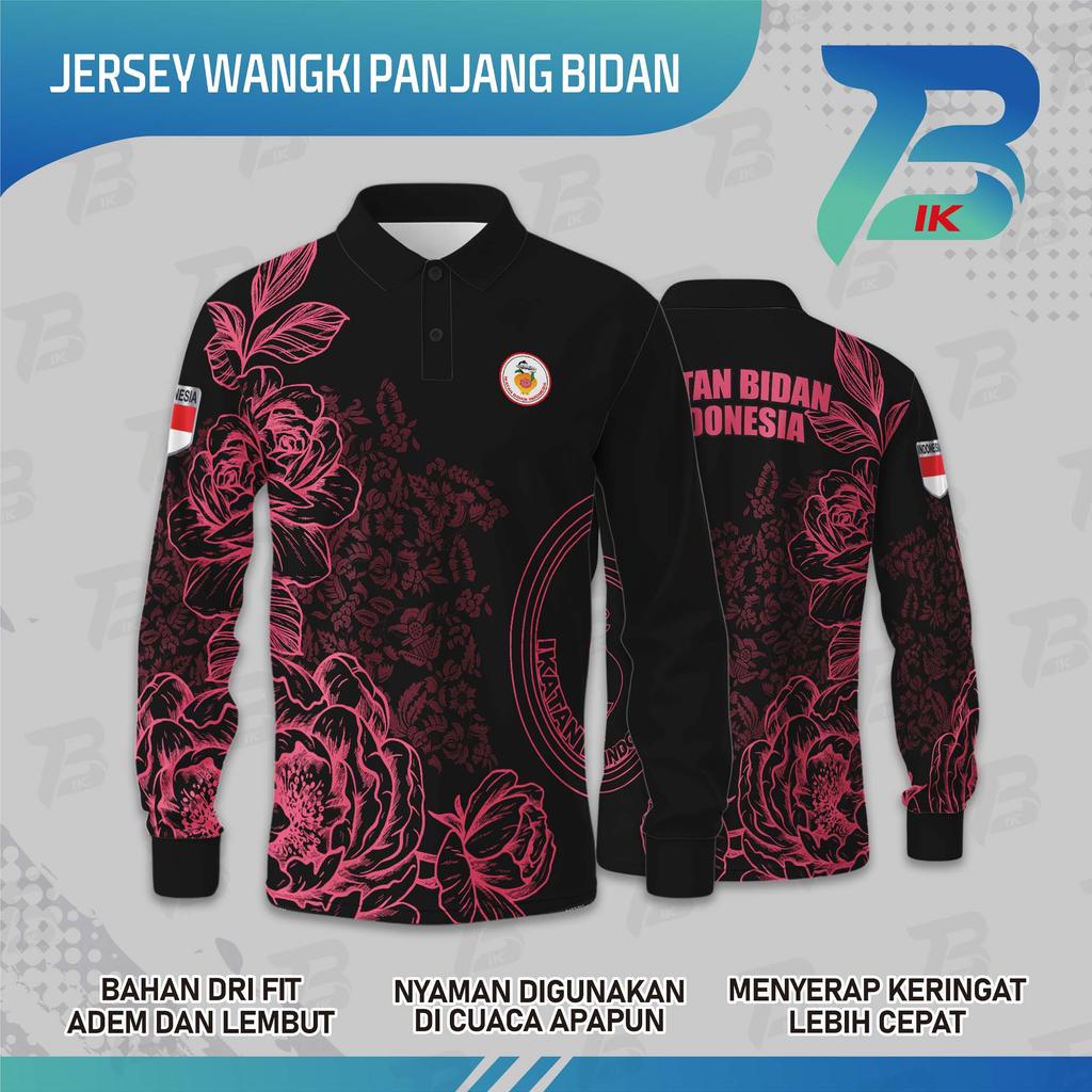 JERSEY WANGKI BIDAN 3 PANJANG FULLPRINT/KAOS KERAH BIDAN 3 PANJANG /JAERSEY POLO BIDAN 3
