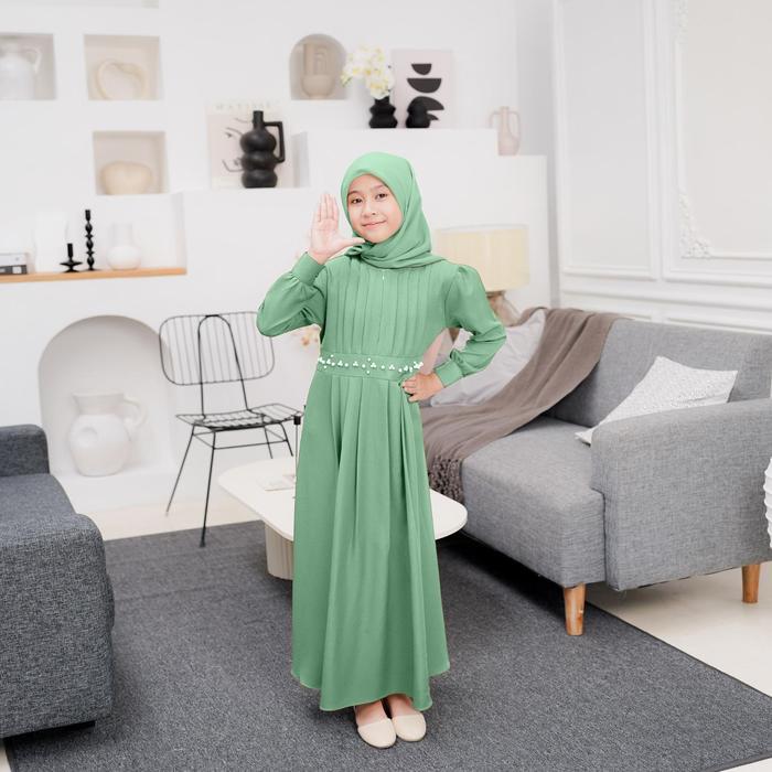 [Demore] - Reyane Baju Gamis Anak Perempuan - Outfit Dress Muslim Wanita Remaja - Syari Lebaran Shak