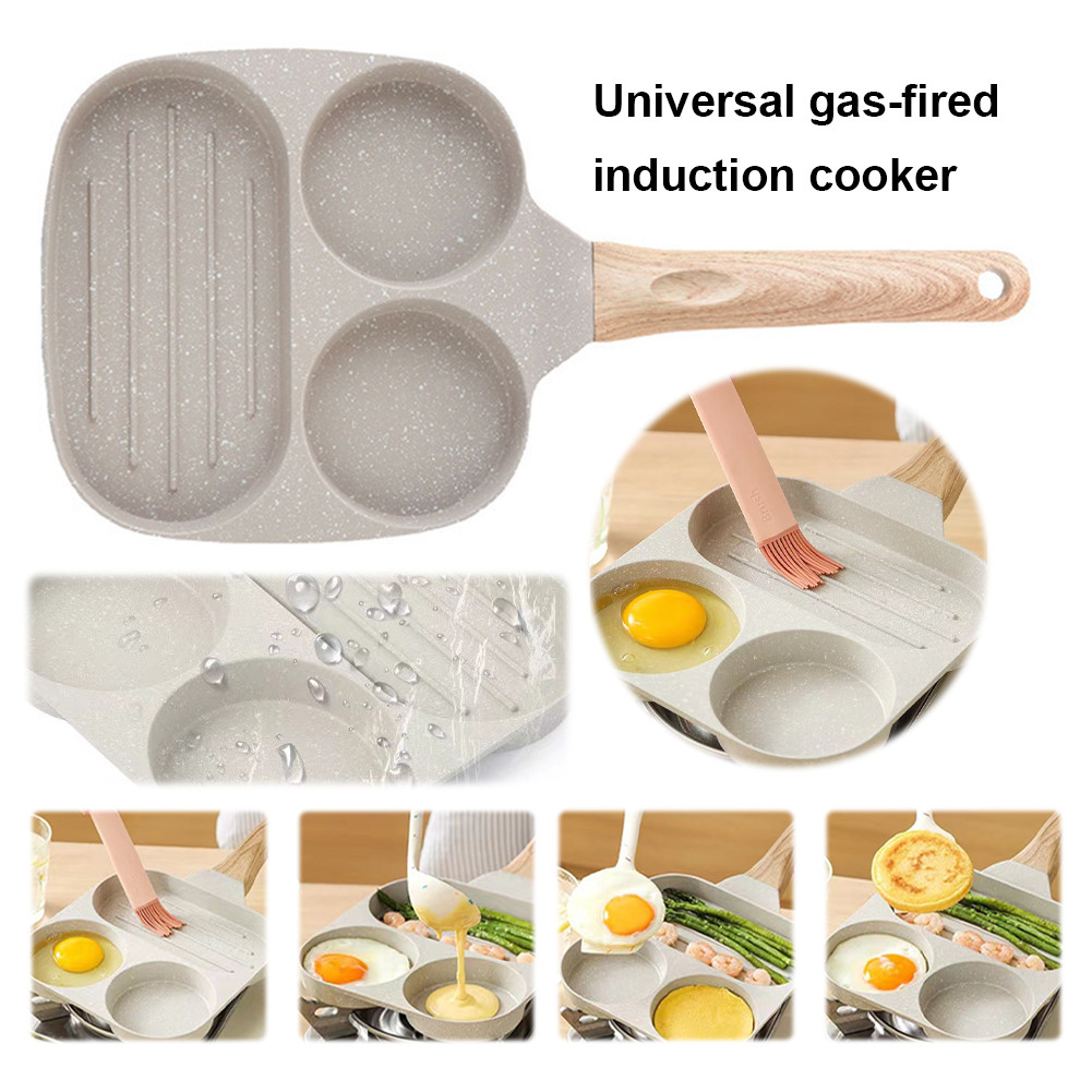 Medical Stone Omelette Pan Nonstick Frying Pan 3-Cup Granite Omelette Skillet for Gas Stove and Indu