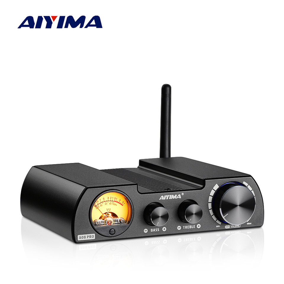 AIYIMA Audio A08 Pro Amplifier TPA3255 300W Bluetooth QCC5125 APTX Stereo Receiver Digital Amp VU Me
