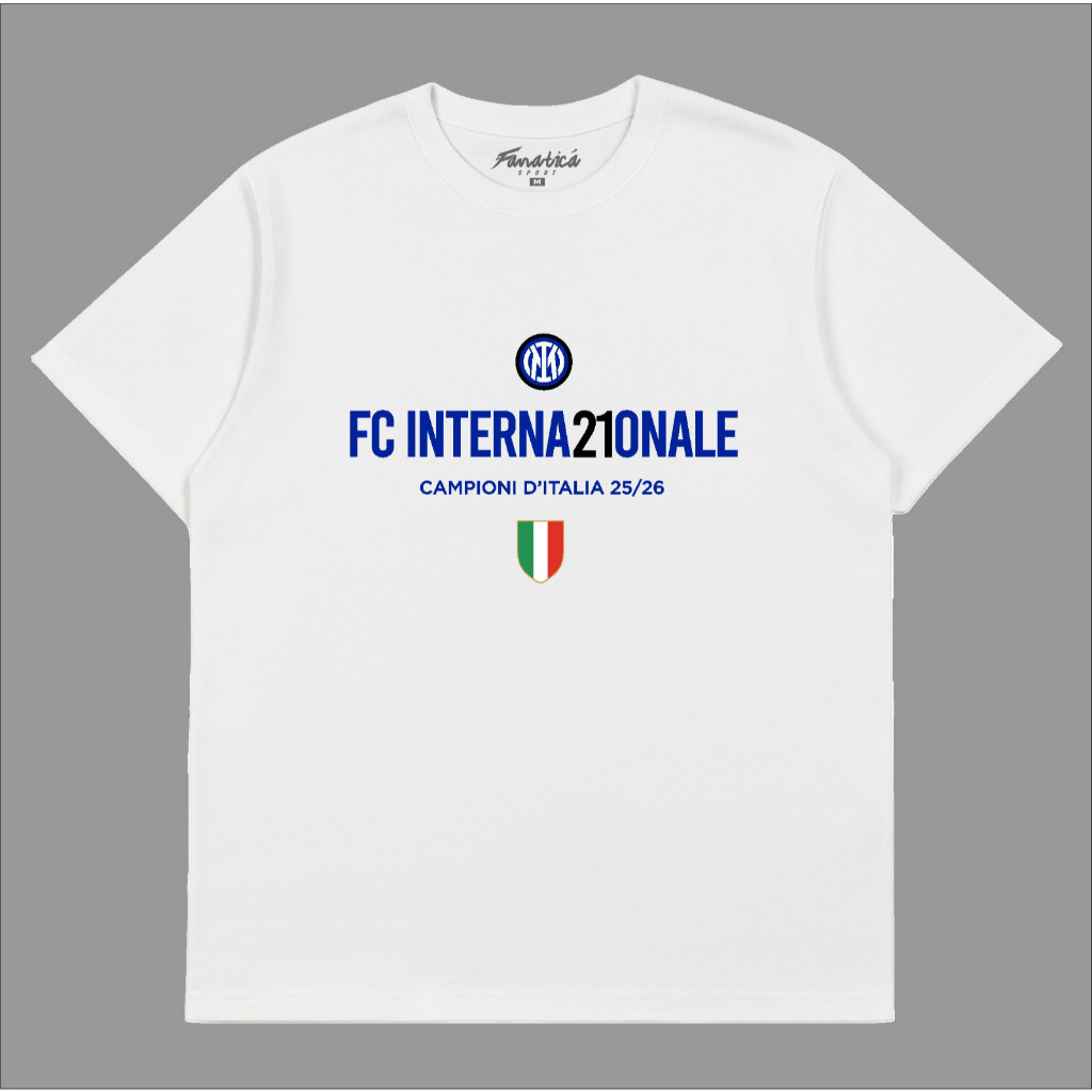 Fanatica Sport - Kaos Inter Milan Campioni D'Italia 25/26 - Kaos Bola Cotton Combed 30s Original Tee