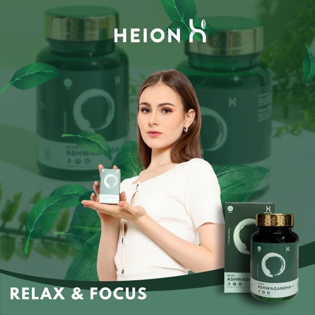 HEION Ashwagandha+ 60 Kapsul SUPLEMENT KESEHATAN ASHWAGANDA EXTRACT @500mg BPOM by HEION OFFICIAL