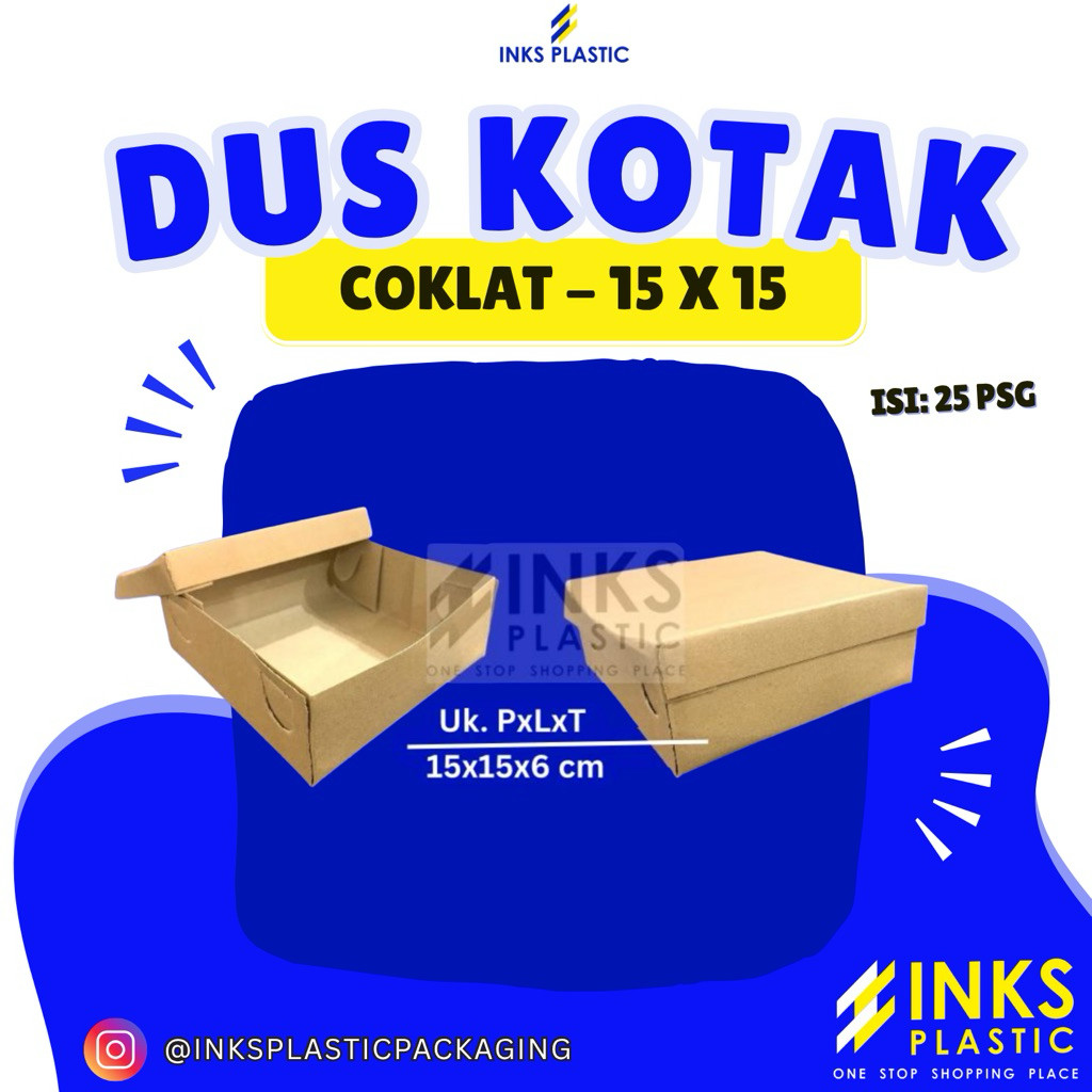 Dus nasi kotak coklat 15x15 cm ( 25 pcs )