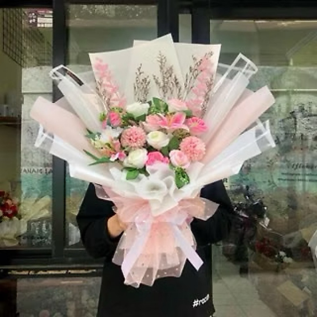Viflowerss | Buket deluxe larga tile | buket bunga palsu mewah | buket bunga palsu besar | buket