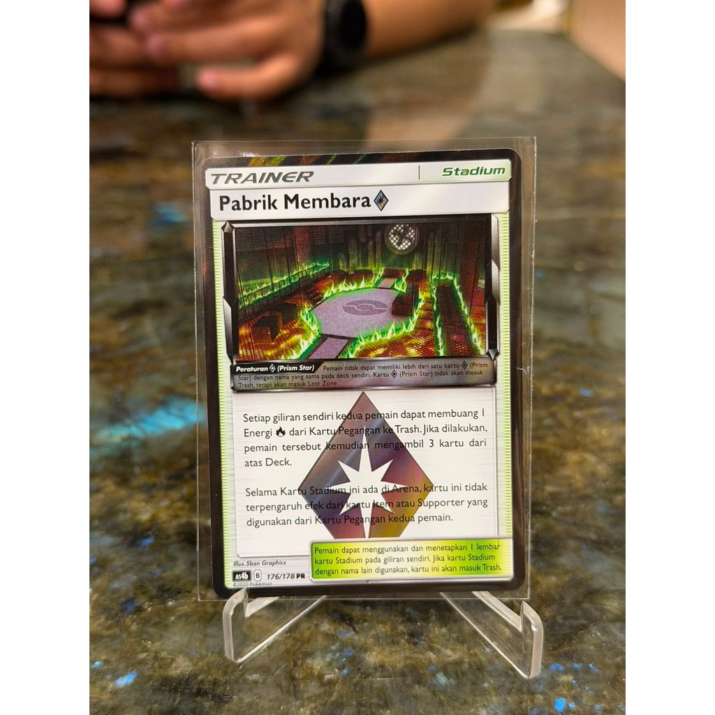 Pokemon TCG Stadium Trainer Pabrik Membara Prism Indonesia original Sleeve