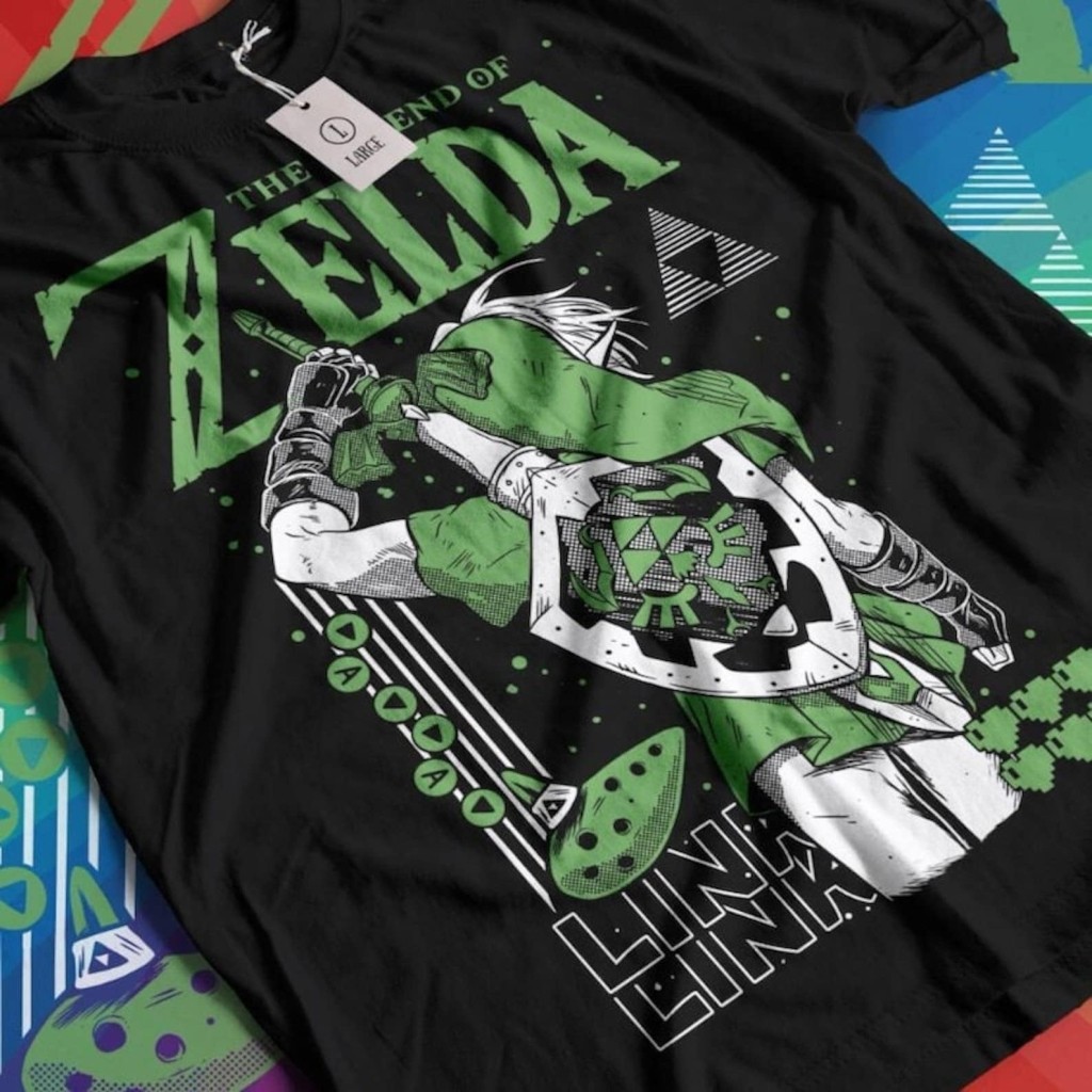 Legend of Zelda Link Kaos - Zelda shirt- Zelda gift- Triforce T-Kaos - Hylian Crest Kaos - Zelda T-s