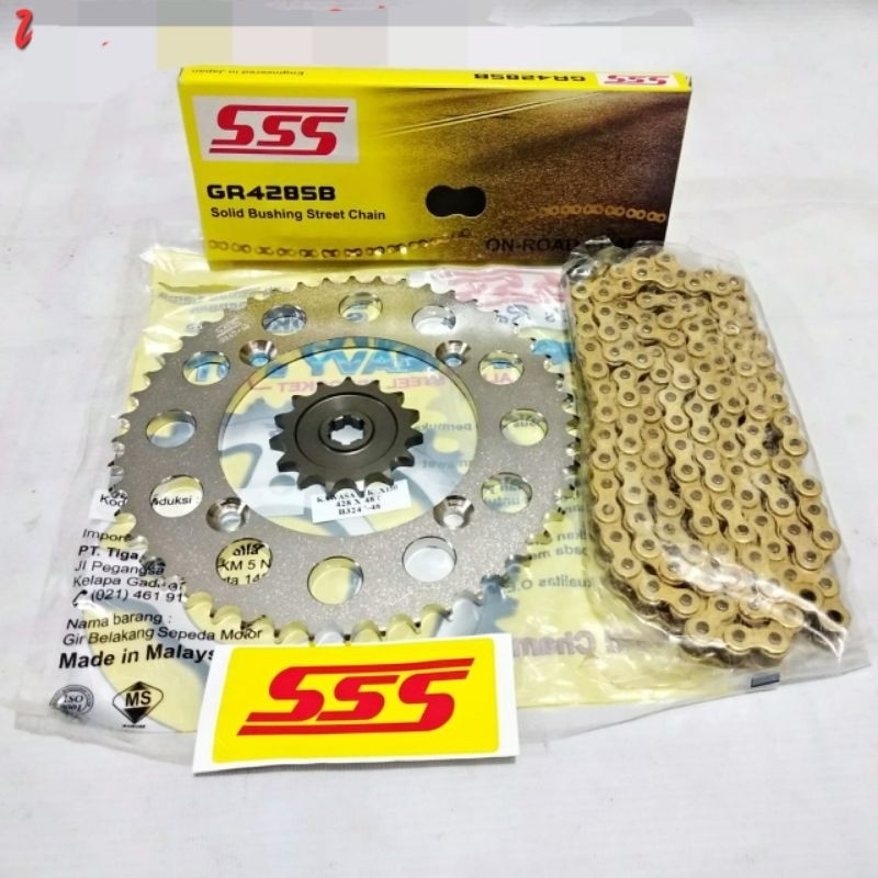 Gear Set SSS KLX 150 size 428 46 - 50 Rantai SSS GOLD