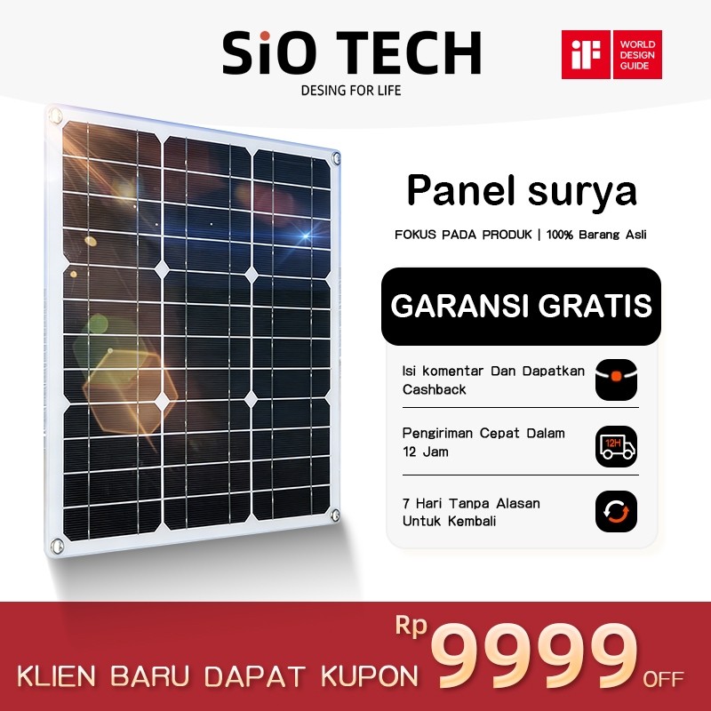Panel Surya 60W/100W Panel Tenaga Surya Polikristalin Kit Tenaga Surya Fleksibel 12V Pengisi Daya Ba