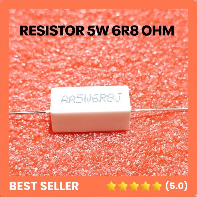 (5 BUAH) RESISTOR KAPUR 5W 5WATT 6R8 6.8R 6.8 OHM ROHS
