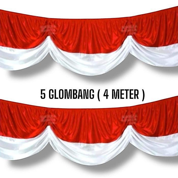 Background Merah Putih Kain Satin Polyester Ukuran 10 Glombang ( 8 Meter ) Terlaris
