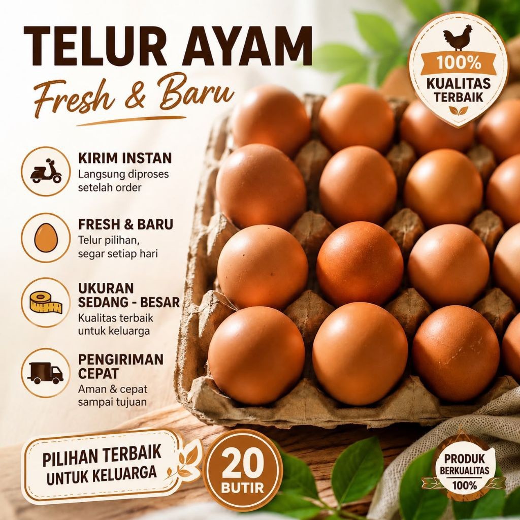 Telur ayam Dana ras lokal  Topup (20butir) Saldo ukuran campur Top up sedang-besar