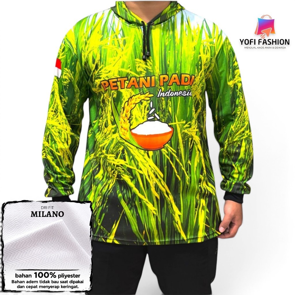 (READY STOK) Jersey Petani Baju Padi Kaos Petani Milenial Lengan Panjang Full Printing Bahan Premium