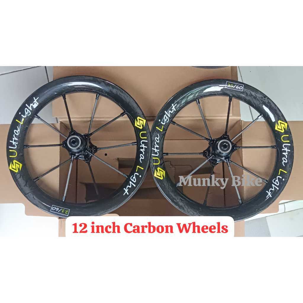 Foto Carbon Wheelset Whelset Ultra Light Velg Rims 12 inch Pushbike Balance Bike Alloy Racing Push BIke