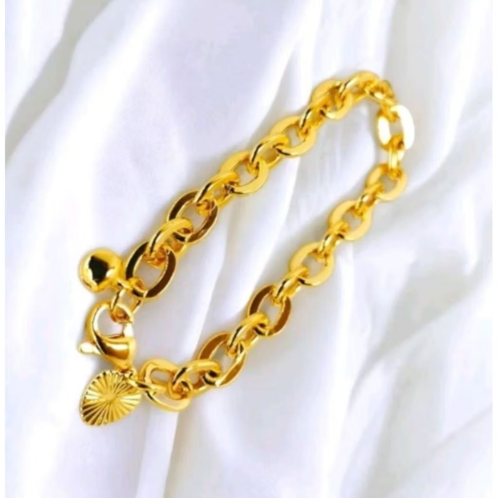 Gelang rantai titanium koin asli