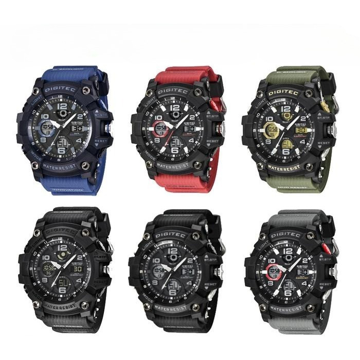 Asli Ori100% Digitec DA-2125T Jam Tangan Pria Double Time DA2125T 2125 2125T - Hijau Garansi Resmi 1