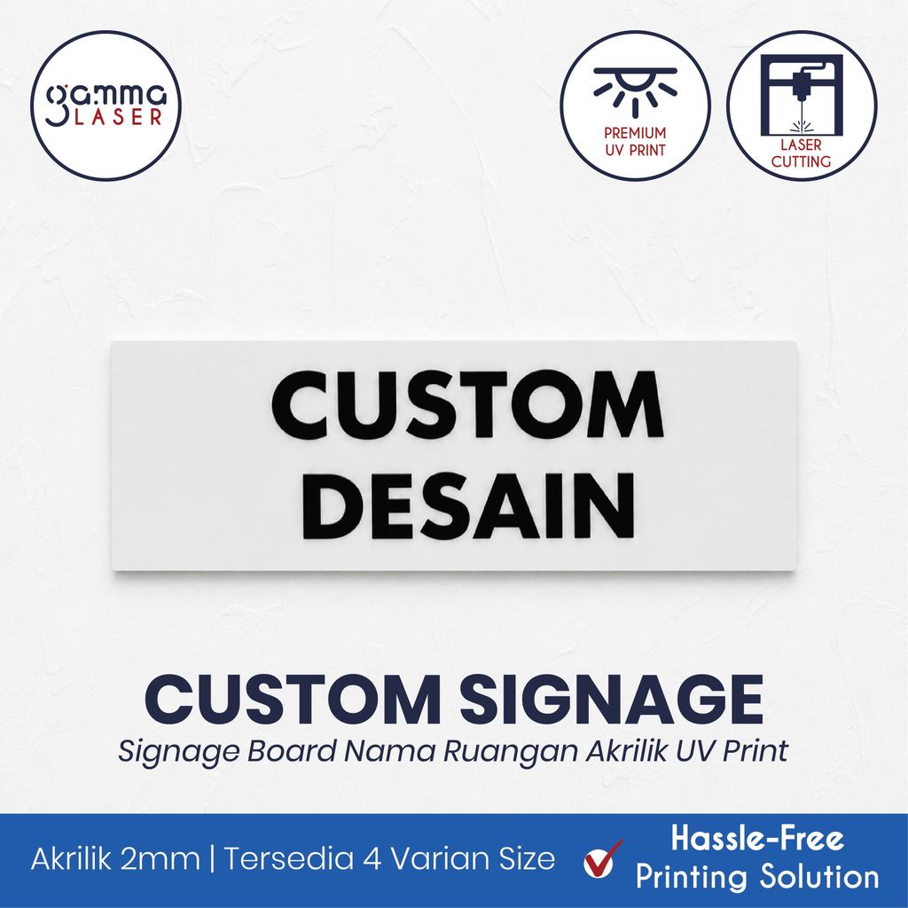 Custom Signage Board Nama Ruangan Akrilik UV Print Papan Sign Gamma