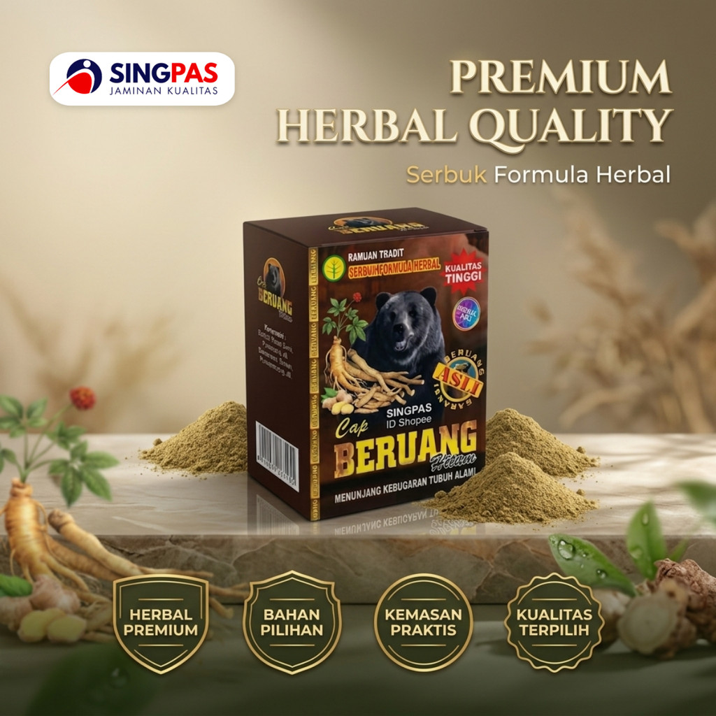 BERUANG HITAM Jamu Herbal Serbuk Premium Isi 10 Sachet