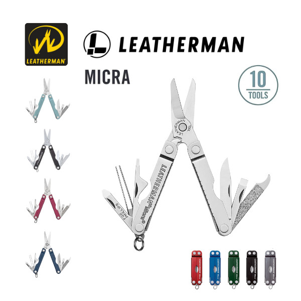 TL201 LEATHERMAN Micra Keychain Multitool dengan Gunting Pegas dan Alat Perawatan