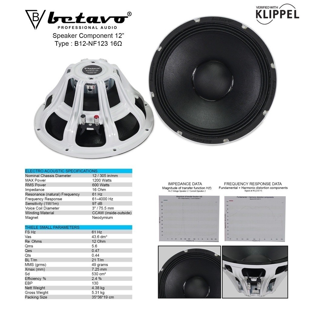 speaker komponen betavo b12nf123 original 12 inch BETAVO B12 NF123
