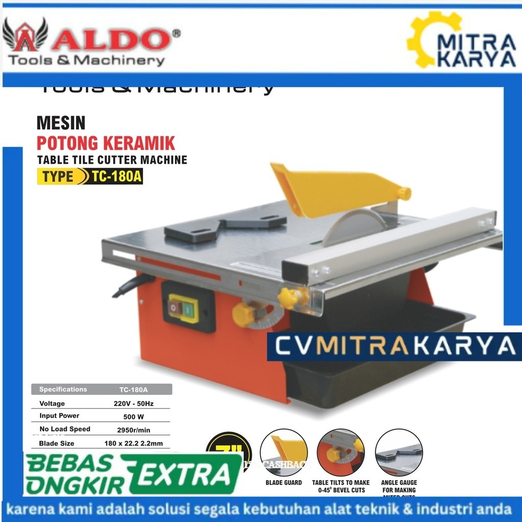ALDO Mesin Pangkas Keramik / Table Tile Cutter 7" Type : TC-180A Alat Pemangkas Keramik Tile Cutting