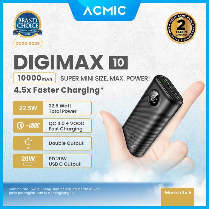 ACMIC DIGIMAX 10000mAh Powerbank Mini 22.5W Fast Charging Type C - Digimax-10