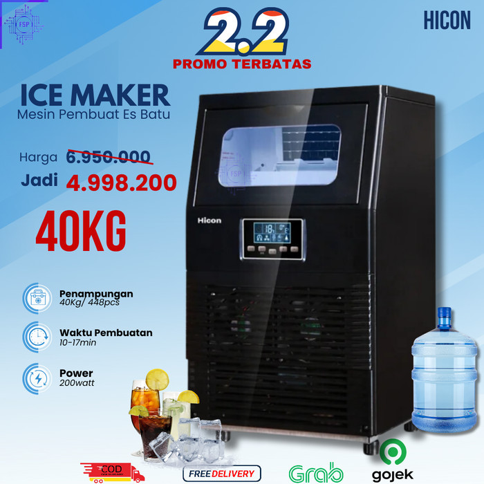MESIN HICON HZB 40F ES BATU 40KG PERHARI ICE CUBE MAKER HZB - MYOSOTIS7