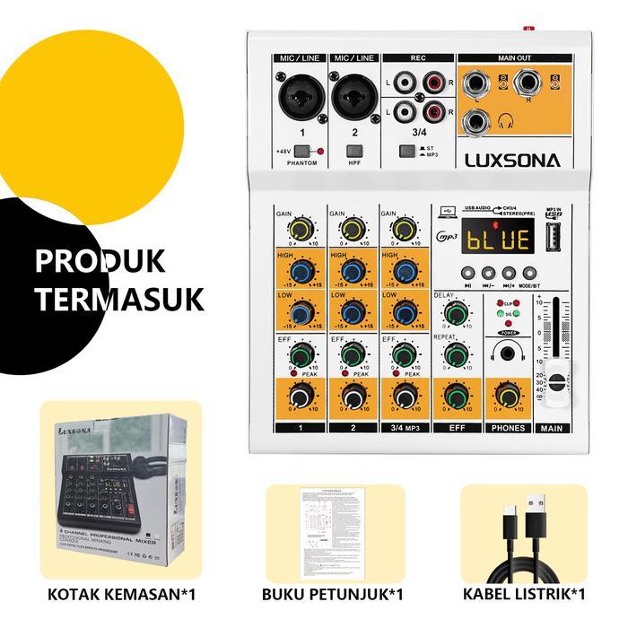 LUXSONA Audio Mixer 4 Saluran/Mixer dengan reverb bawaan/mixer audio murah/misker Mini Premium - Put