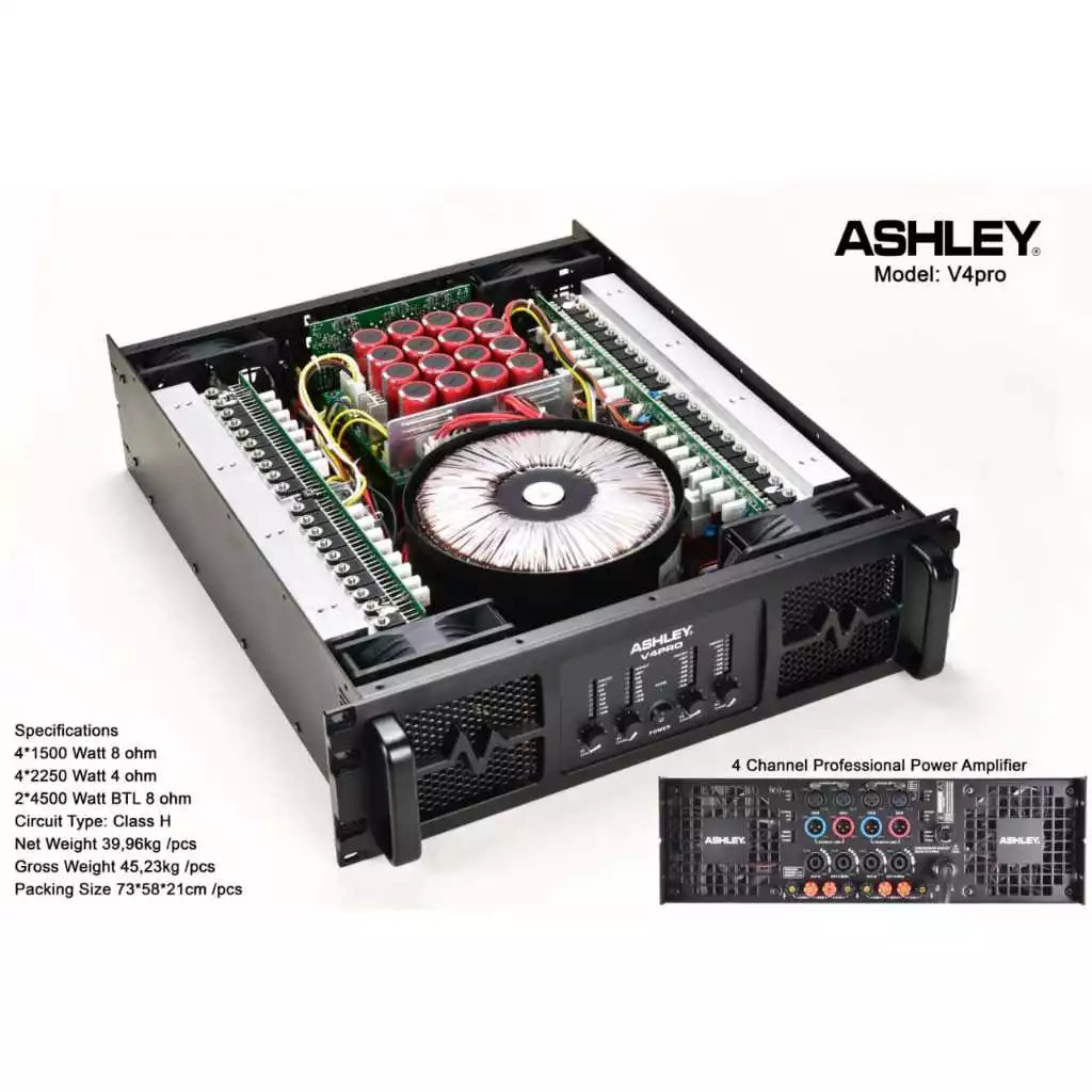 Power Amplifier 4 Channel Ashley V4Pro V4 Pro V 4Pro V 4 Pro Original