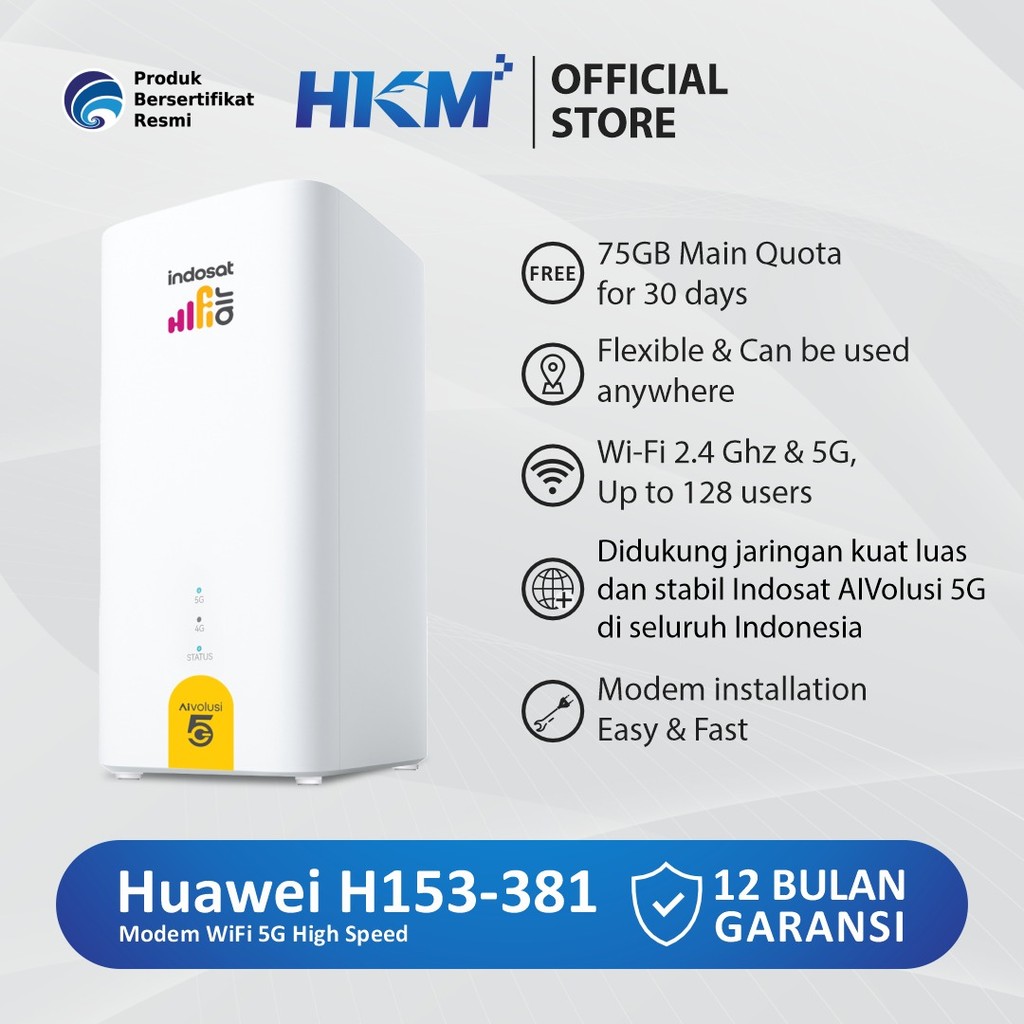 Indosat HiFi Air Huawei H153 Modem 5G High Speed 75Gb