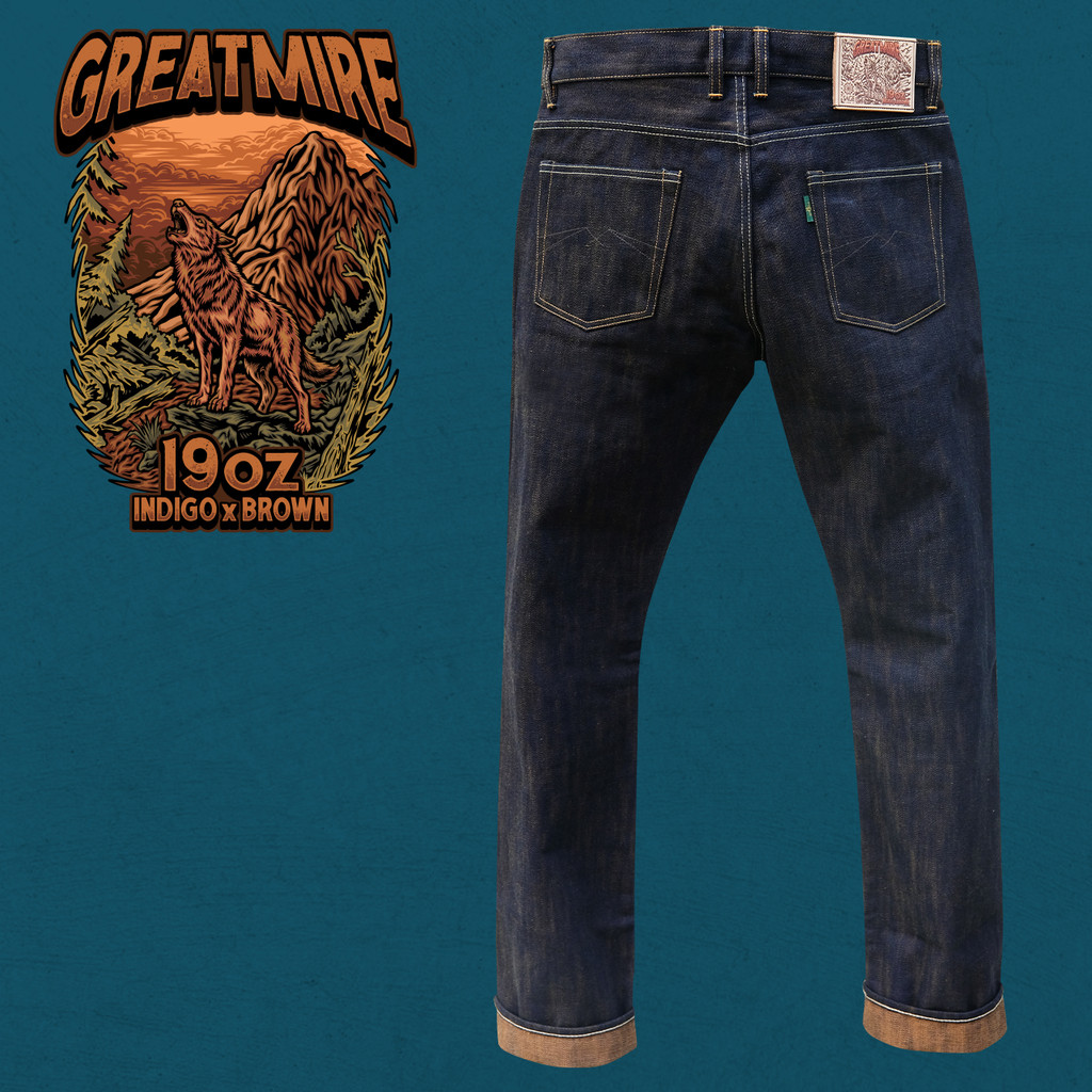 Sage Greatmire 19oz Unsanforized Deep Indigo x Soil Brown Selvedge Denim