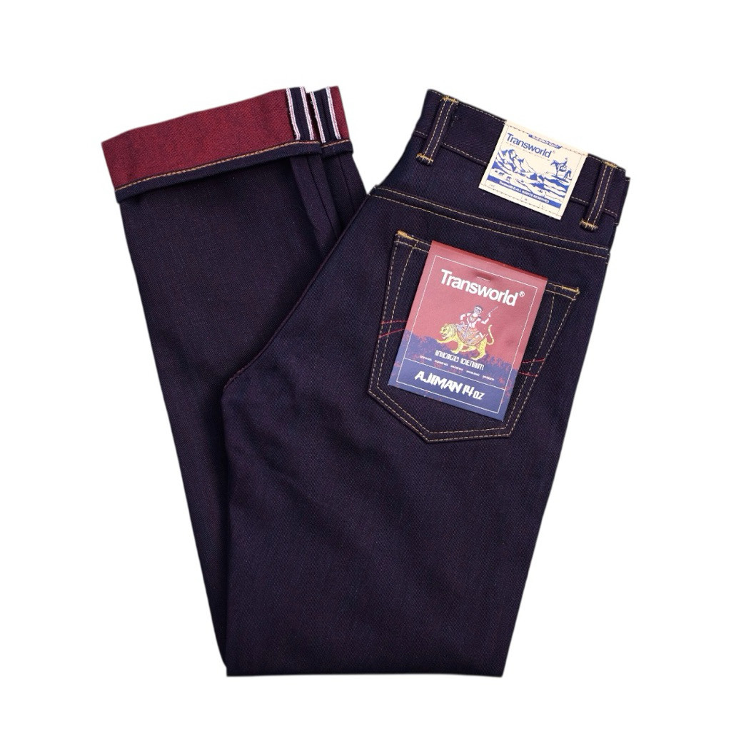 Transworld Celana Denim Selvedge 14 Oz Aceent Ajiman Indigo X Red