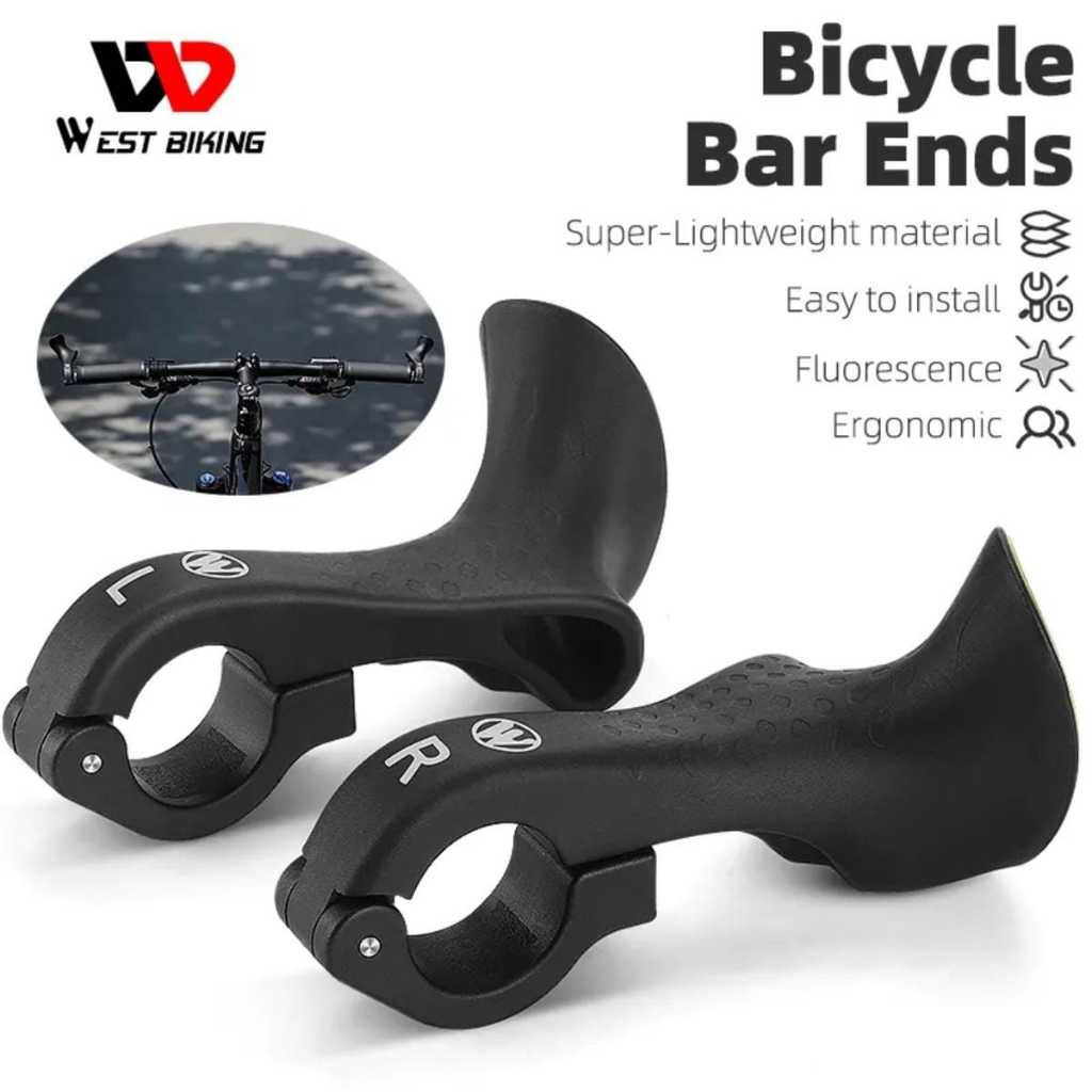 Foto West Biking Bar End Tanduk Gagang Rest Bar Handlebar Stang Sepeda MTB Touring Federal Hybrid Lipat MTB Ergonomic