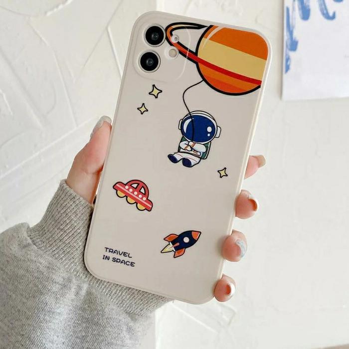Soft Case iPhone 13 Mini Pro Max / 12 Mini Pro Max Astronot Casing 13 - Cream, 12 Mini