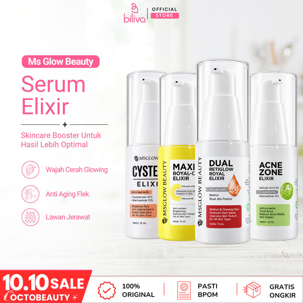 Serum Elixir Ms Glow Skin Care Original Perawatan Wajah Jerawat Kusam Anti Aging dan Flek Hitam BPOM